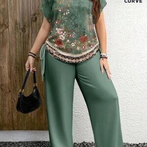 Elegant Green Wide-Leg Pants